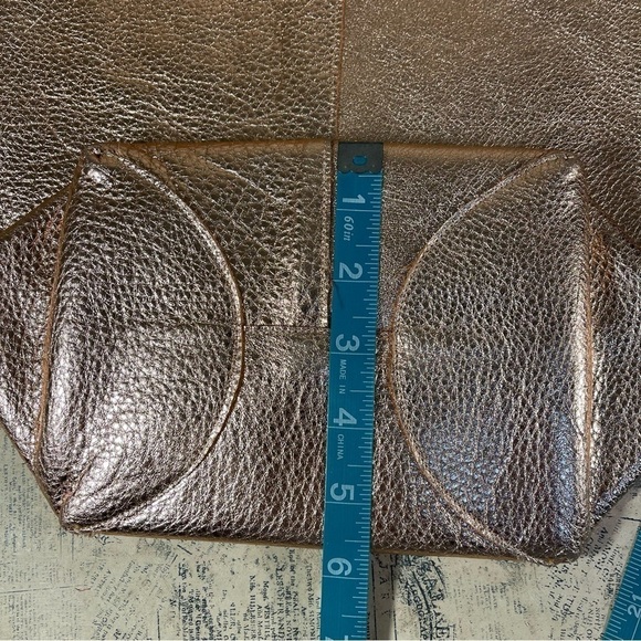 Basil Racuk Paper Bag Rose Gold Metallic Leather Tote - Picture 12 of 13